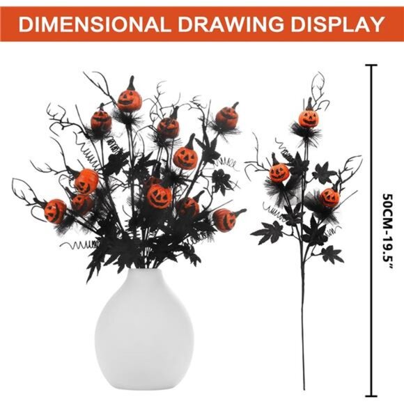 5PCS Halloween Decoration Artificial Pumpkin Maple Leaf, 19.5" - Picture 3 of 6